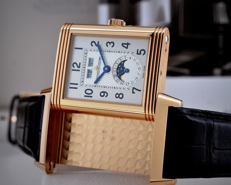 Jaeger LeCoultre Reverso Grande Calendar 18K Rose Gold Silver Dial 