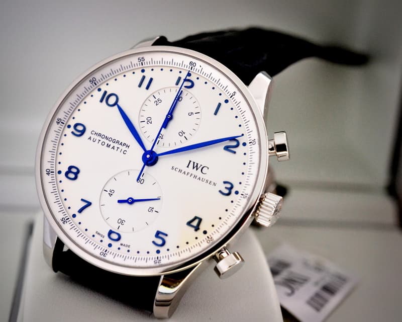 IWC Portuguese Chronograph SS Silver Dial / Blue Numerals UNWORN