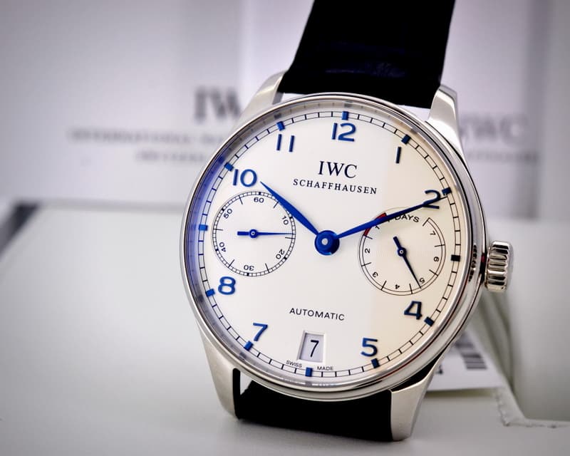 IWC Portuguese 7 Day SS / Blue Numerals UNWORN
