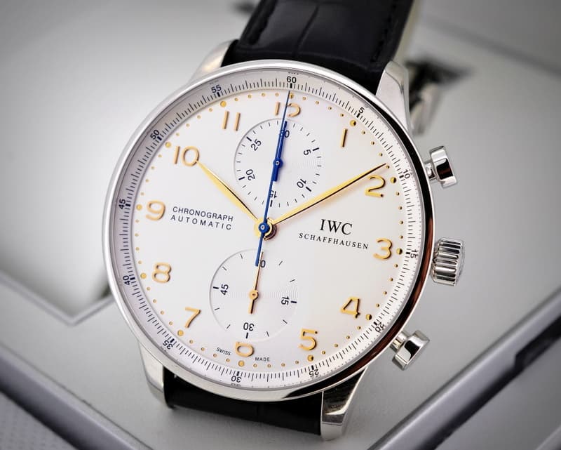 IWC Portuguese Chronograph SS Silver Dial / Gold Numerals UNWORN