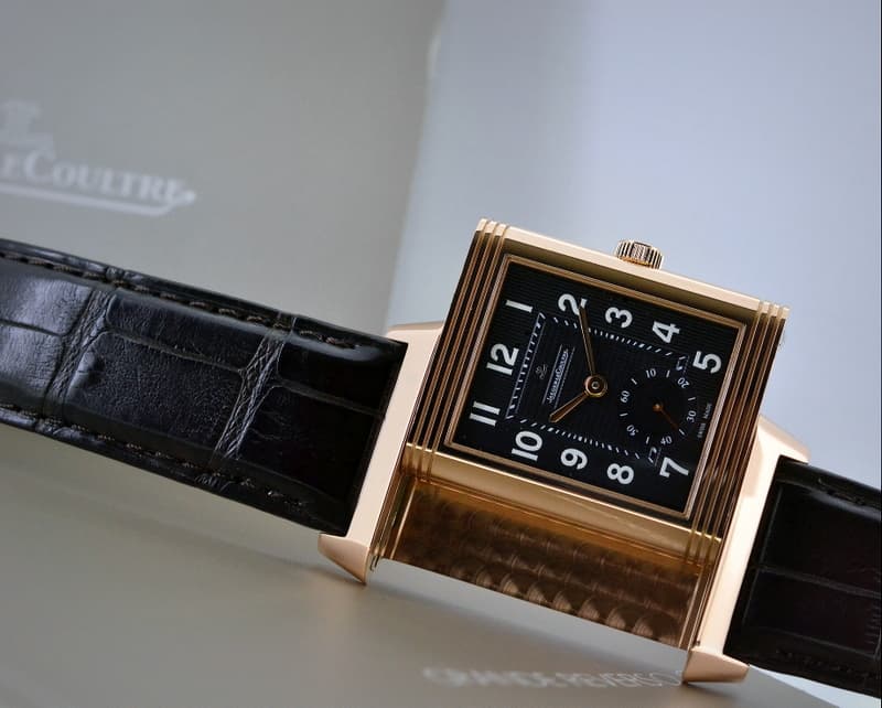 Jaeger LeCoultre Grande Reverso 976 18K Rose Gold Black Dial 