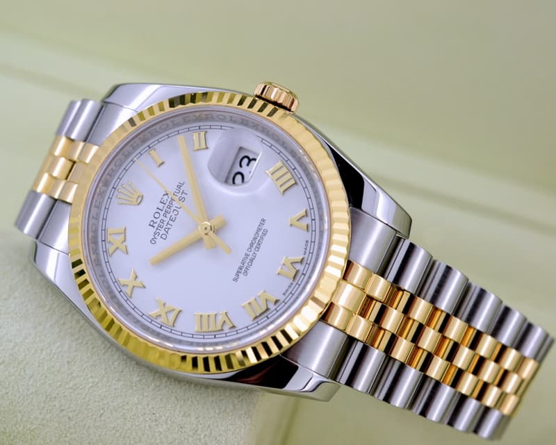 Rolex Datejust White Roman Jubiliee Roman 18K / SS 