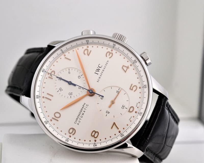 IWC Portuguese Chronograph Silver Dial Gold Numerals SS