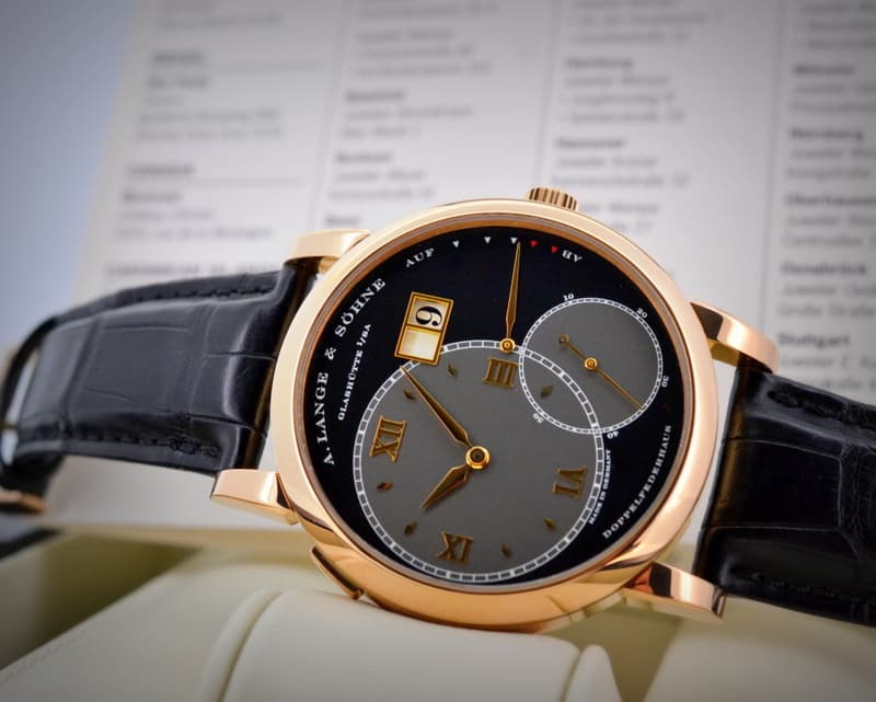 A. Lange and Sohne Grand Lange 1 18K Rose Gold / Black Dial 