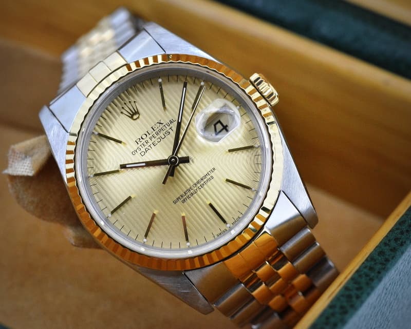 Rolex Datejust Champagne Stick 18K Yellow Gold / SS
