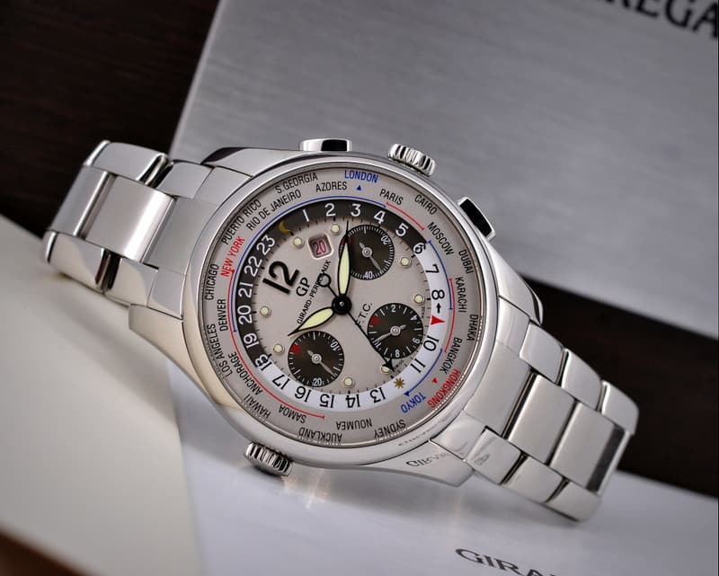Girard Perregaux World Time WW.TC Chronograph Silver Dial SS / SS