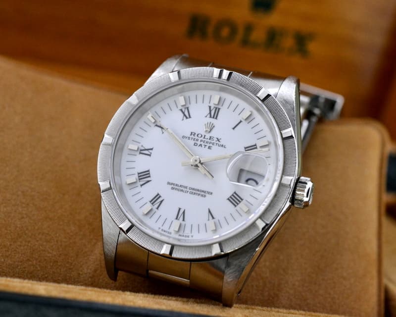 Rolex Oyster Date White Roman Dial SS / SS