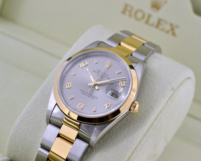 Rolex Oyster Date Silver Arabic Dial 18K / SS 