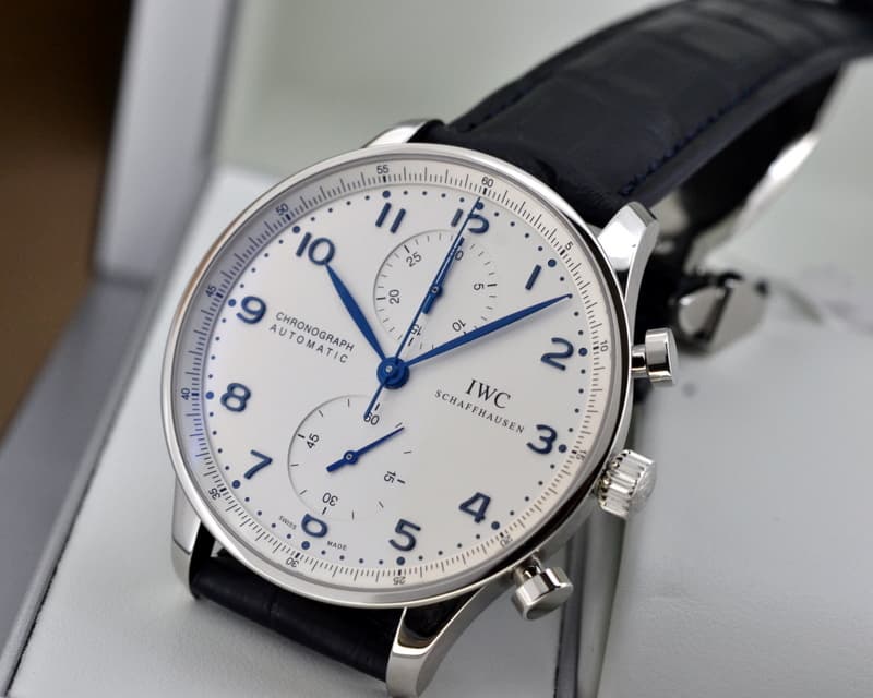 IWC Portuguese Chronograph SS Silver Dial / Blue Numerals