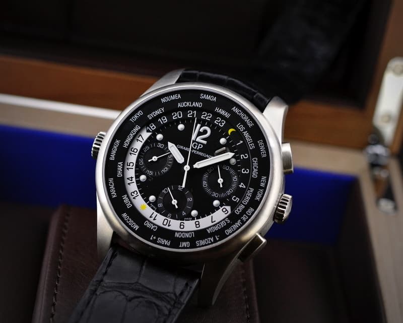 Girard Perregaux World Time WW.TC Chronograph 
Black Dial SS