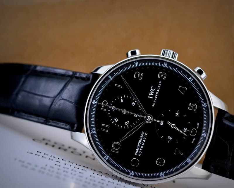 IWC Portuguese Chronograph SS Black Dial 