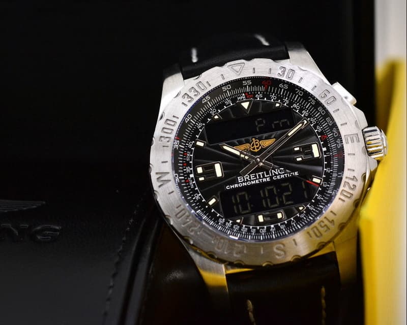 Breitling Airwolf Black Dial SS / Leather