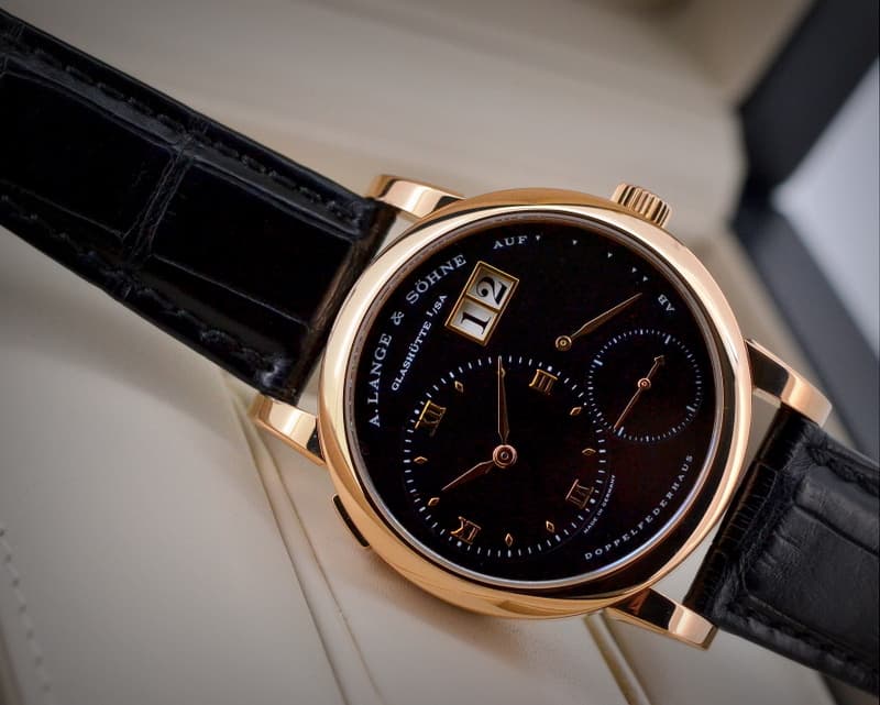 A. Lange and Sohne Lange 1 18K Rose Gold Black Dial