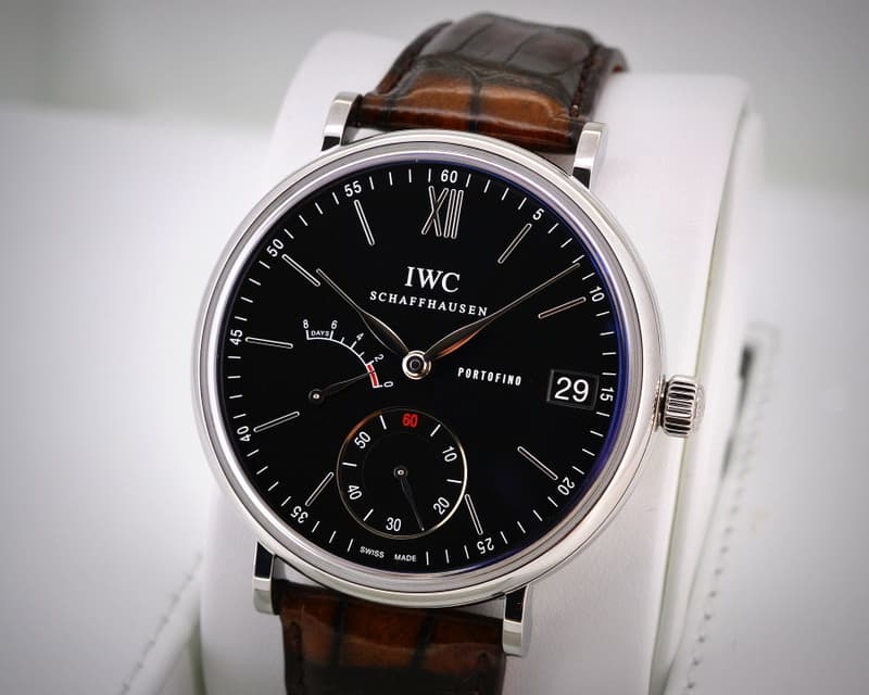 IWC Portofino Hand Wound Eight Days SS Black Dial