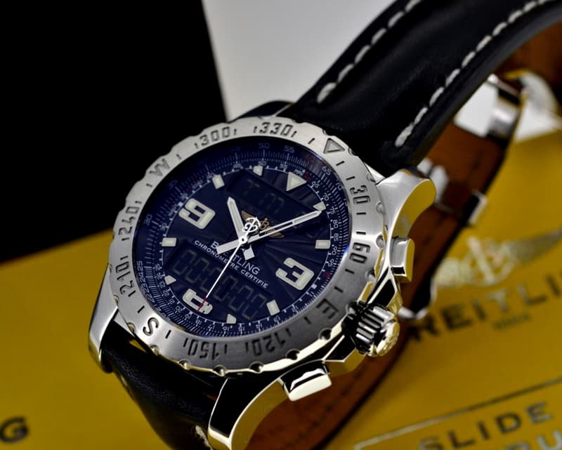 Breitling Airwolf Black Dial SS / Leather