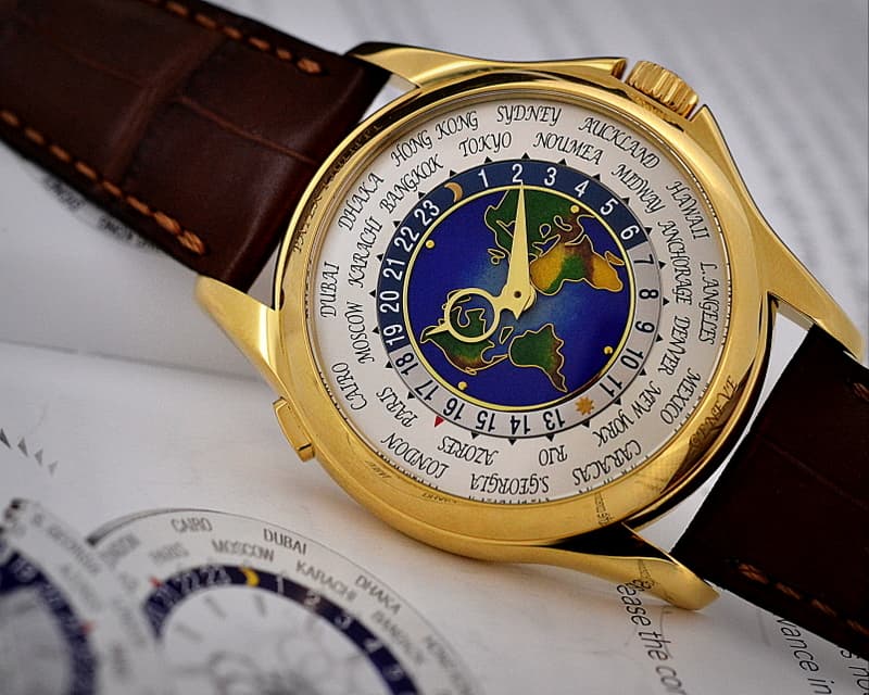 Patek Philippe World Time Enamel Dial 18K Yellow Gold