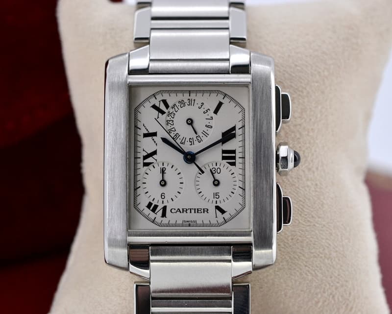 Cartier Tank Francaise Chronoflex Quartz Chronograph SS 