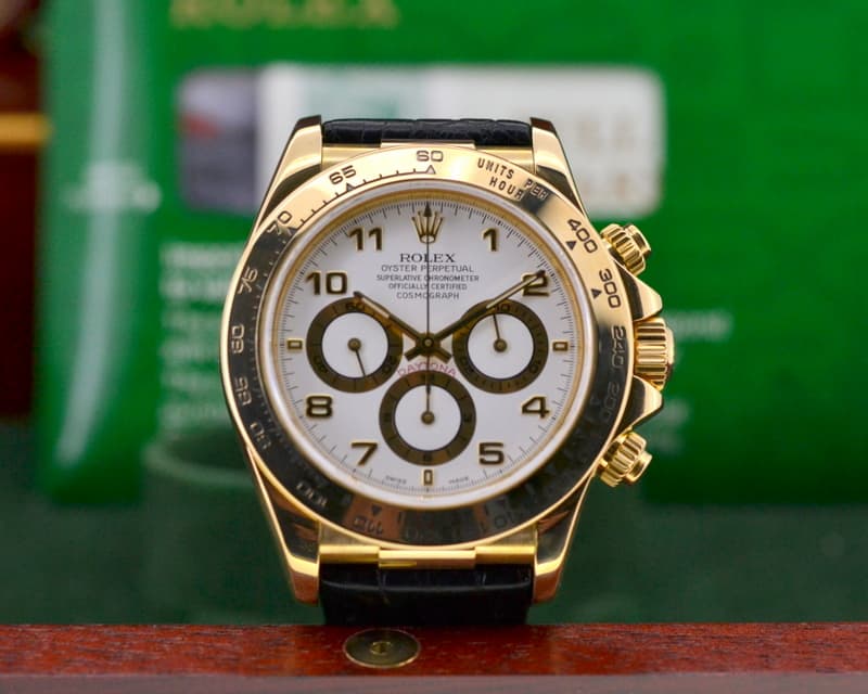 Rolex Daytona White Arabic Dial 18K Yellow Gold / Zenith 
