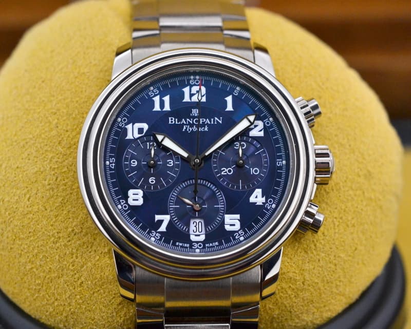 Blancpain Leman Flyback Chronograph Blue Dial 18K White Gold Limited