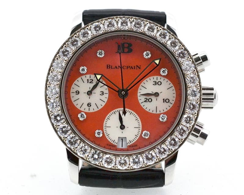 Blancpain Ladies Flyback Pink Diamond Markers / Diamond Bezel 