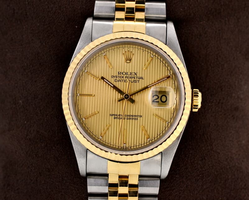 Rolex Datejust Champagne Stick 18K Yellow Gold / SS
