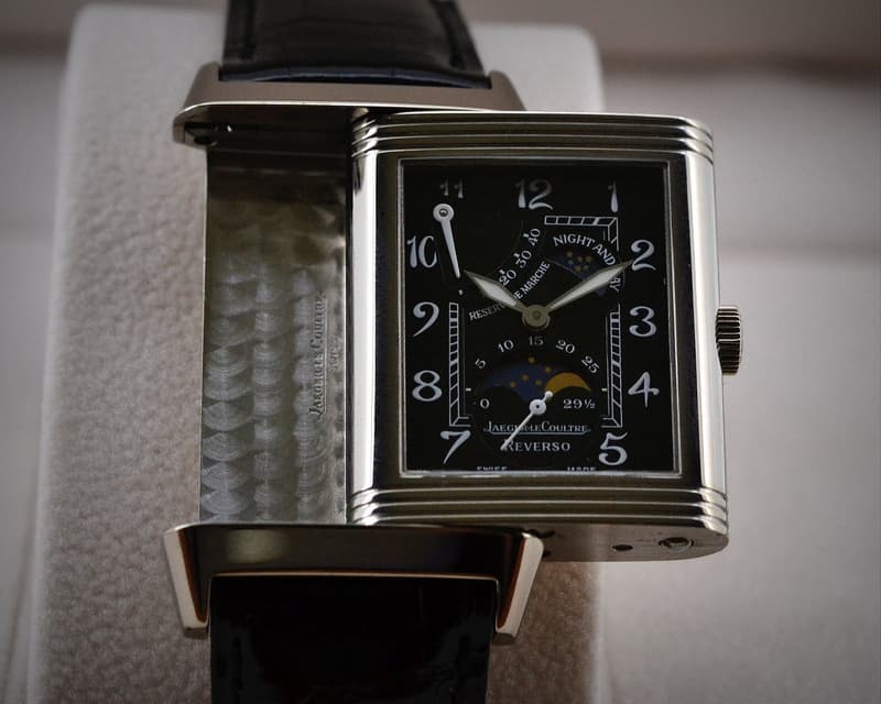 Jaeger LeCoultre Reverso Sun Moon 18K White Gold Black Dial