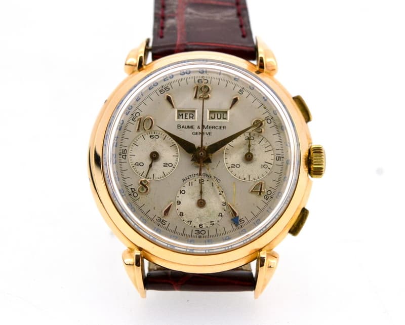 Baume & Mercier Vintage Triple Date Calendar Chronograph 18K Rose Gold