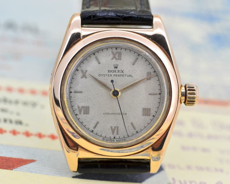 Rolex Oyster Perpetual Bubble Back 14K Rose Gold