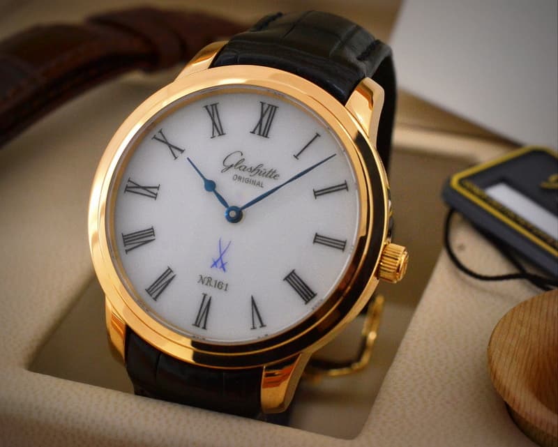 Glashutte Original Senator Meissen Porcelain Dial 18K Rse Gold