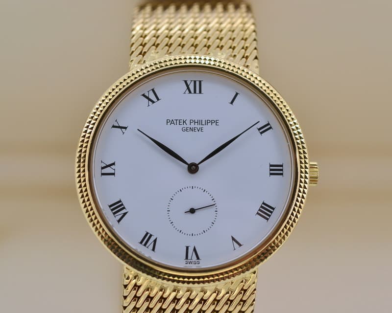Patek Philippe Calatrava Manual Wind 18K Yellow Gold / Mesh Bracelet
