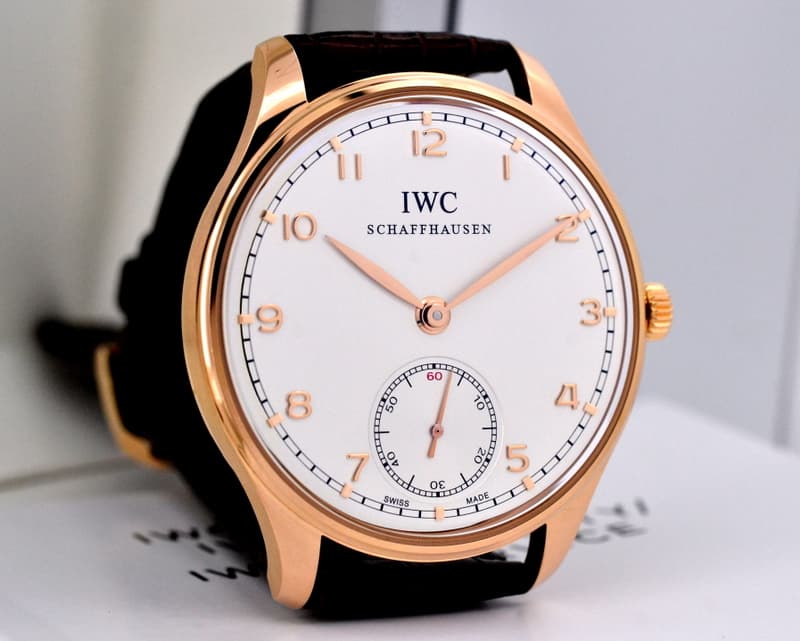 IWC Portuguese Hand Wound Silver Dial 18K Rose Gold 