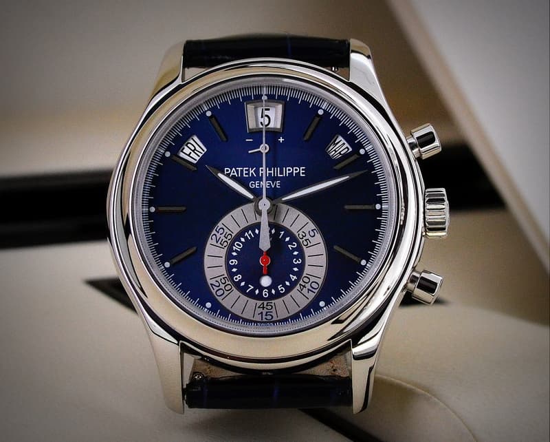 Patek Philippe Annual Calendar Chronograph Platinum Blue Dial 
