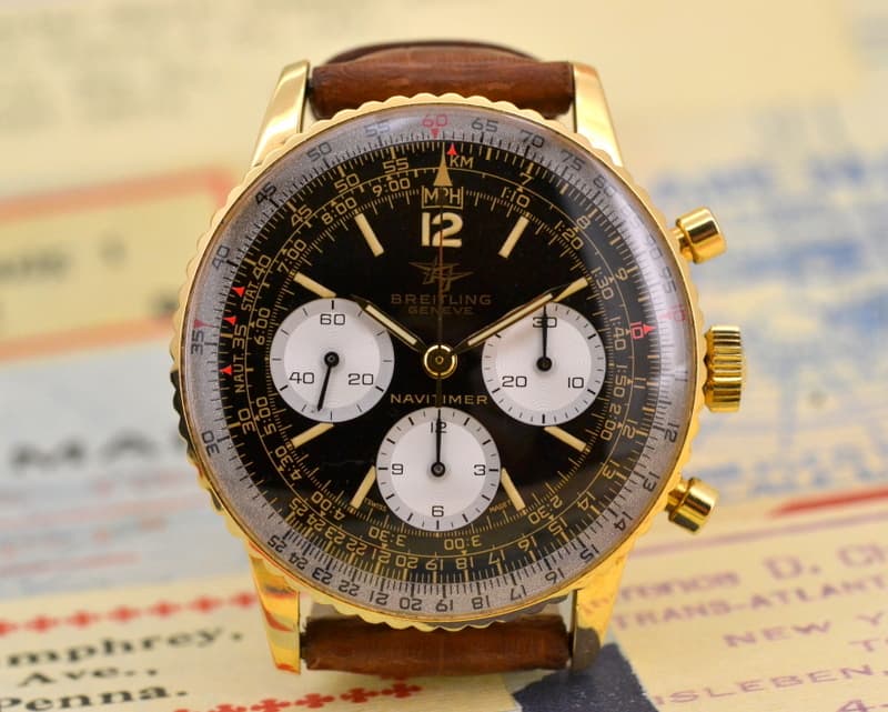 Breitling Rare Vintage Breitling Navitimer 18K Yellow Gold