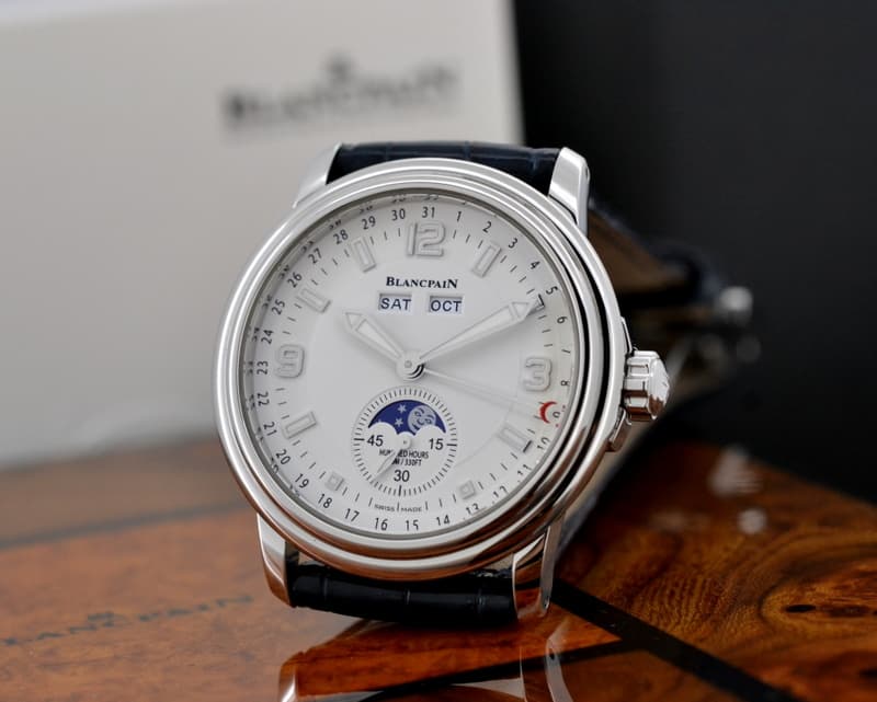 Blancpain Leman Complete Calendar Moon SS White Dial 