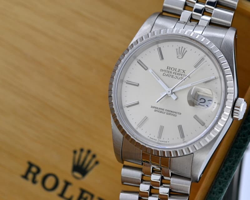 Rolex Datejust Silver Stick Dial SS Jubilee 