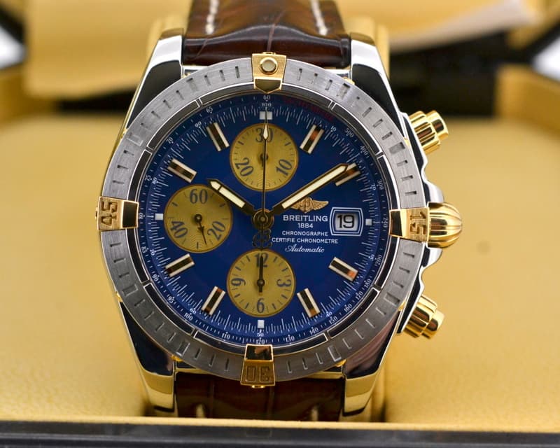 Breitling Chronomat Evolution 18K Yellow Gold / SS Blue Dial
