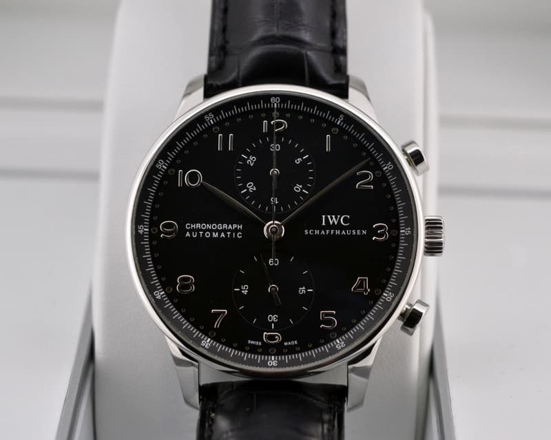 IWC Portuguese Chronograph SS Black Dial 