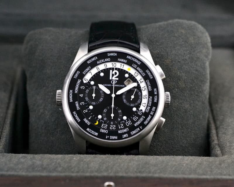 Girard Perregaux World Time WW.TC Stainless Steel Chronograph 
Black Dial