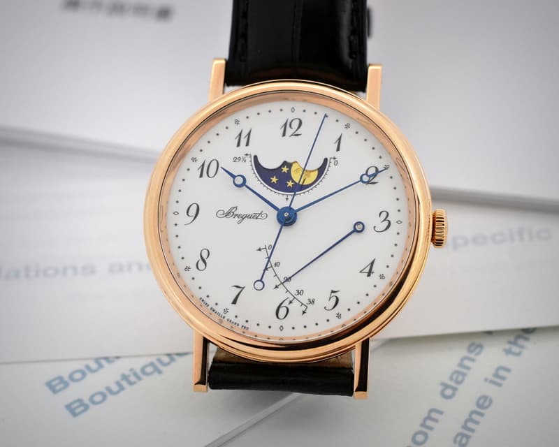Breguet Classique Moonphase 18K Rose Gold Enamel Dial