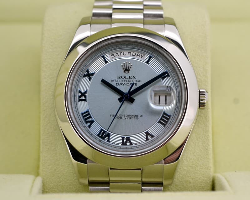 Rolex Platinum Day Date II Glacier Dial Arabic Numerals