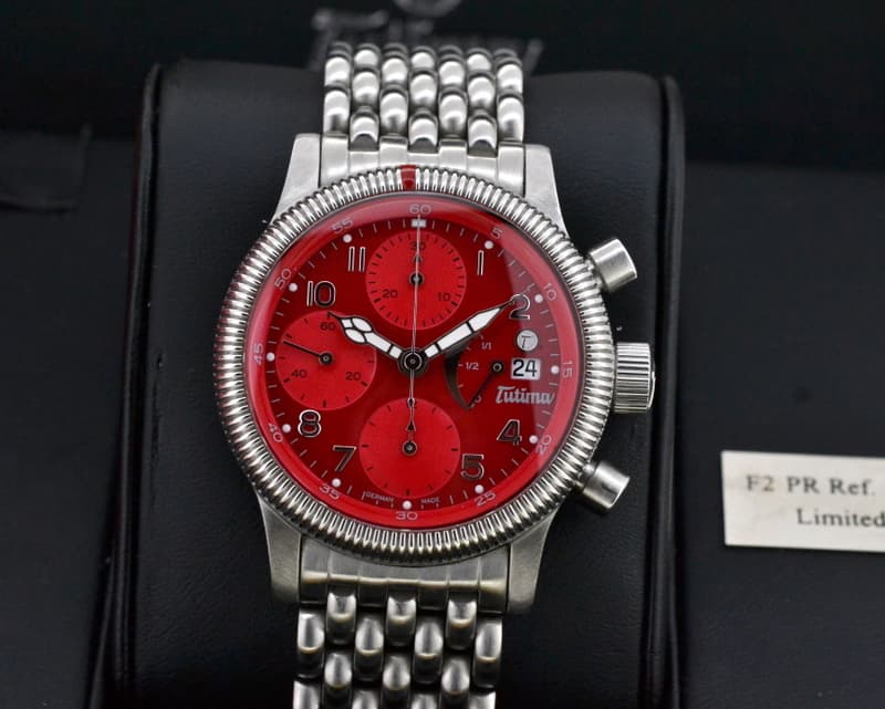 Tutima F2 PR Chrono SS / Red Dial 