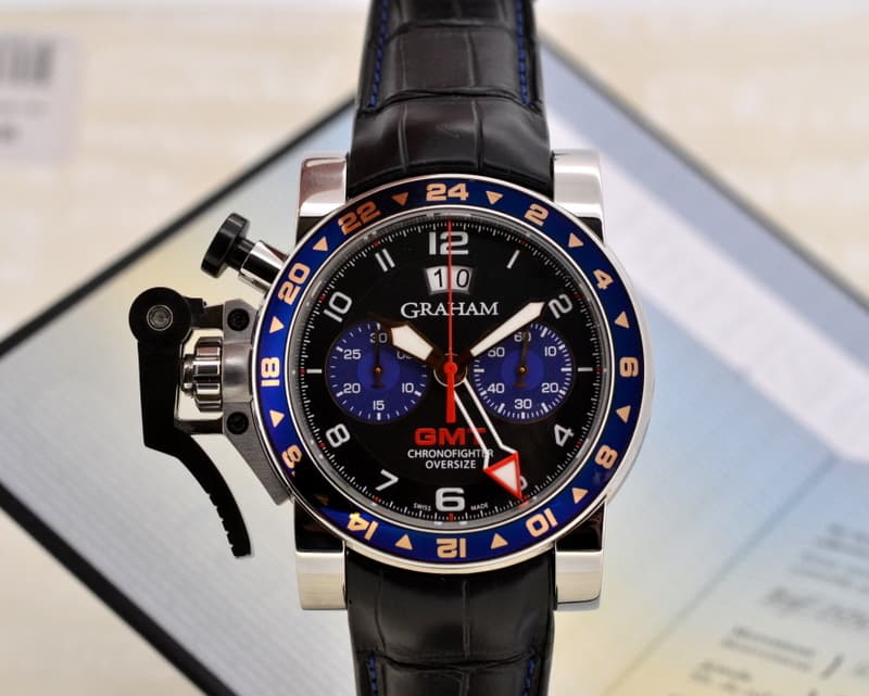 Graham Oversize GMT Chronofighter Blue Bezel SS 