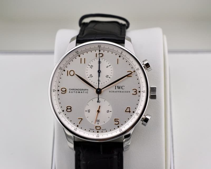 IWC Portuguese Chronograph SS Silver Dial / Gold Numerals 
