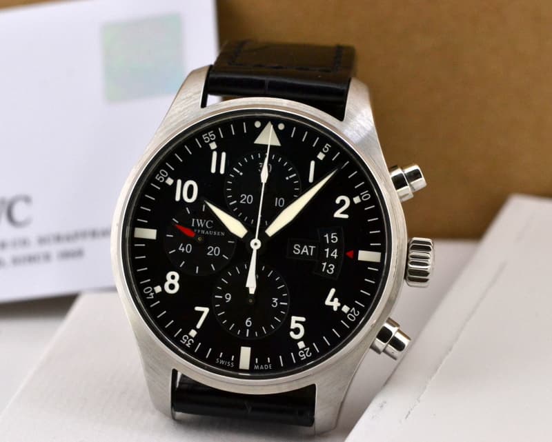 IWC Pilot Chronograph SS Black Dial 