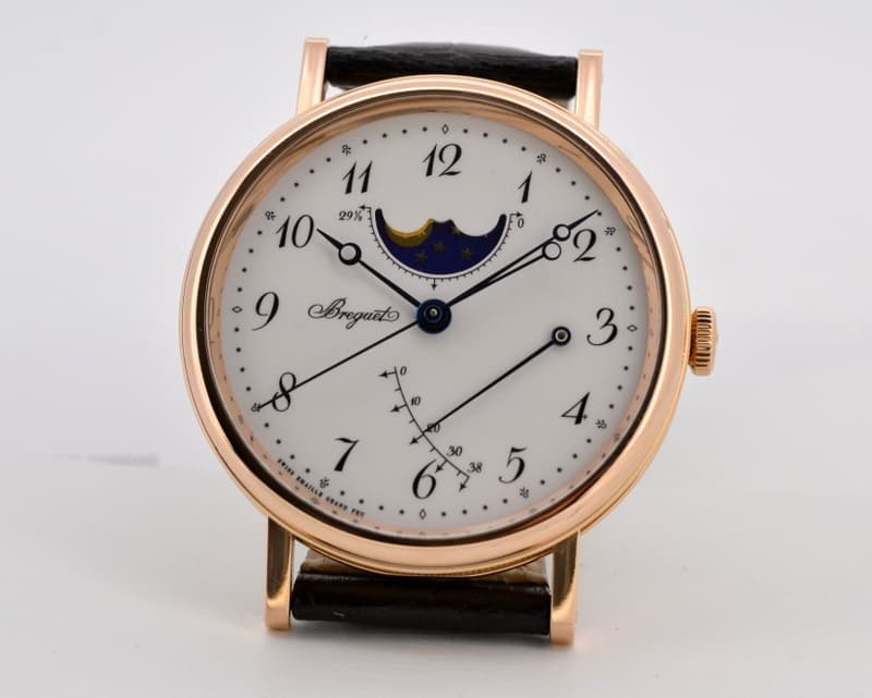 Breguet Classique Moonphase 18K Rose Gold Enamel Dial