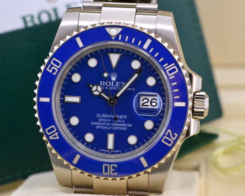 Rolex Submariner 18K White Gold Blue Dial