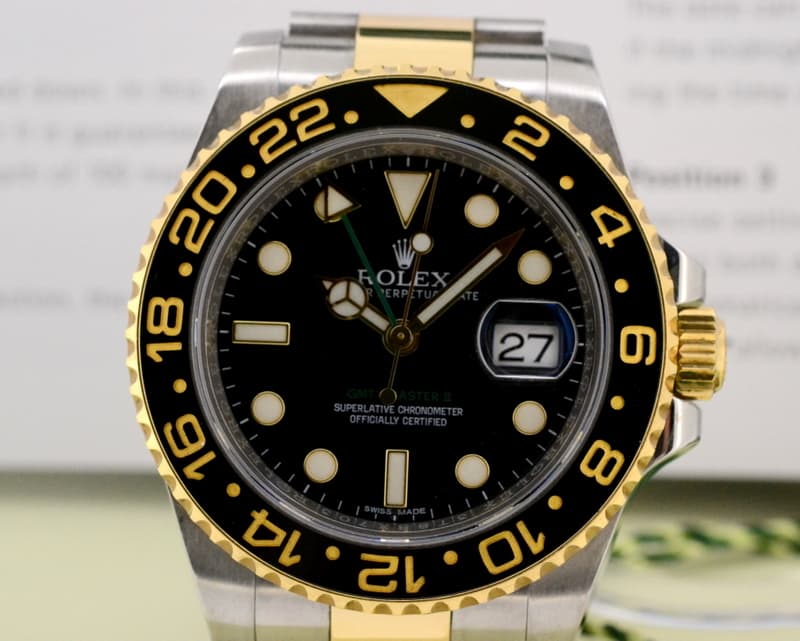 Rolex GMT Master II SS / 18K Yellow Gold Black Dial 