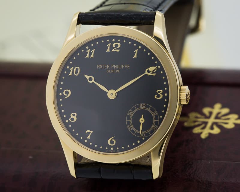 Patek Philippe Calatrava Automatic Black Arabic Dial 18k Yellow Gold