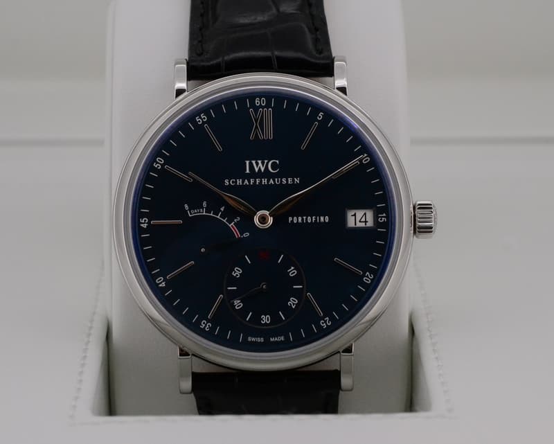 IWC Portofino Hand Wound Eight Days SS Blue Dial 