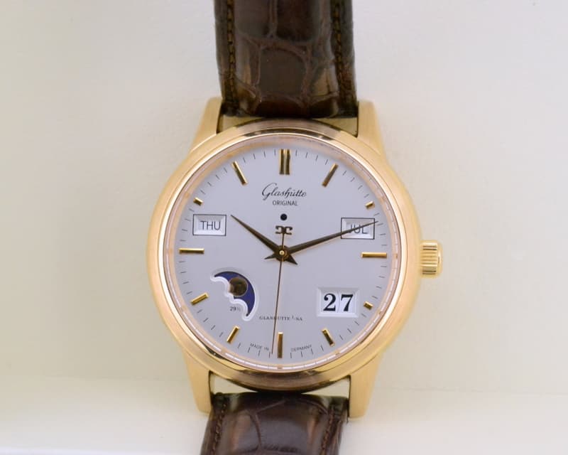 Glashutte Original Senator Perpetual Calendar 18K Rose Gold Silver Dial
